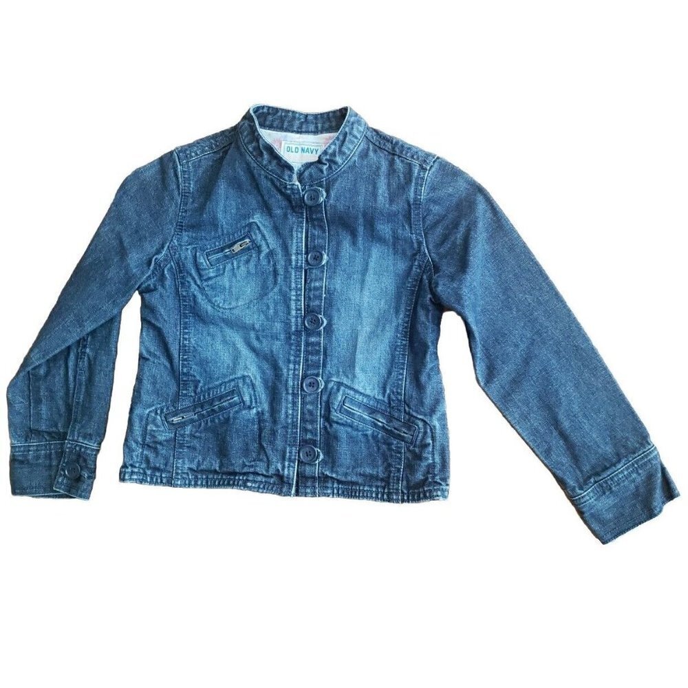 Old Navy Girls Jean Jacket Denim Kids 100% Cotton Button Up - Size 6